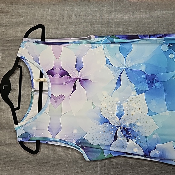 INDIA BOUTIQUE BLUE FLORAL SUMMER / BEACH DRESS - Picture 2 of 8